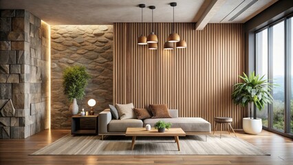 Fototapeta premium Minimalist Interior Wall Cladding Textures for Modern Spaces, Featuring Natural Materials and Subtle Colors, Ideal for Home Decor and Architectural Design Inspiration
