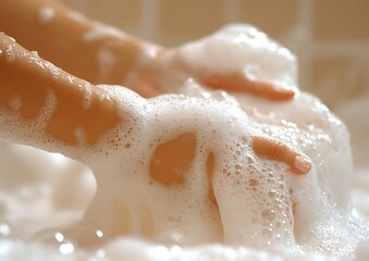 Hands washing clothes in a tub