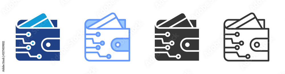 Poster Digital Wallet icon set multiple style collection
