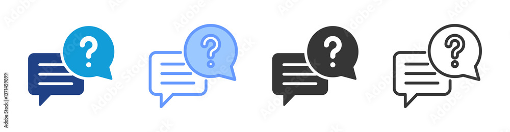 Poster Faq icon set multiple style collection
