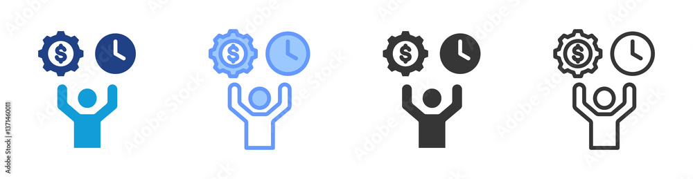 Poster Efficiency icon set multiple style collection