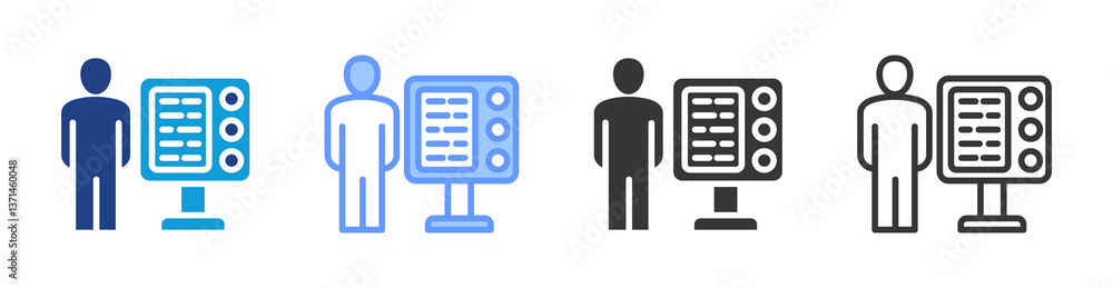 Poster kiosk icon set multiple style collection