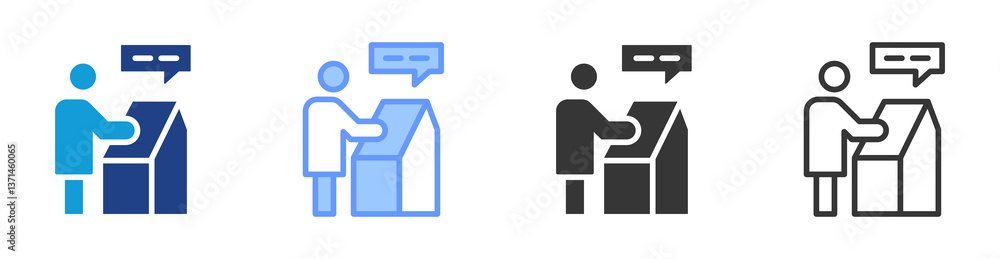 Poster self service icon set multiple style collection