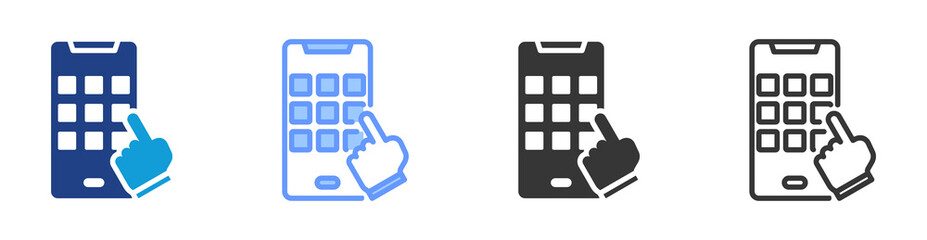 Mobile Apps icon set multiple style collection