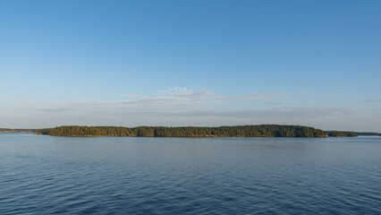 Panorama of the Strait of Georgia on a overcast cloudy summer day