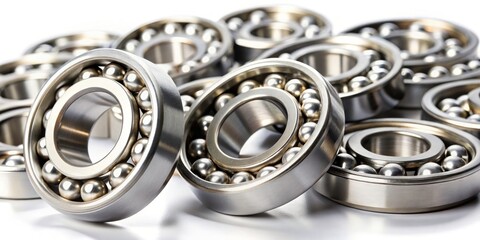 Obraz premium Macro Photography: Steel Ball Bearing Details - Close-up Textures, Reflective Surfaces, Metal Sphere, Precision Engineering