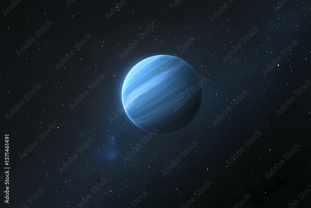 Poster celestial orb in the cosmos: a captivating view of a planet in the vast expanse of space, its surfac