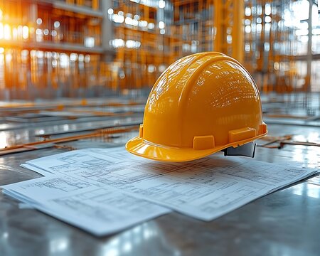 Construction Plans with Helmet