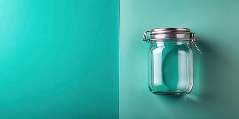 Panoramic Top-Down Glass Jar Photography with High Contrast and Copy Space for Creative Design Projects