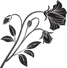 flower vector, flower silhouette vector illustration, flower silhouette vector black and white