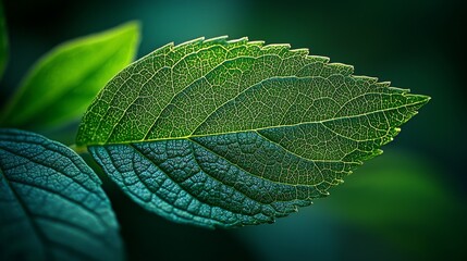 The veins of a long leaf close up 