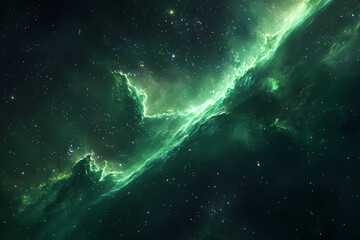Fototapeta premium Celestial Nebula: A breathtaking view into the vast expanse of the cosmos, featuring a vibrant, glowing nebula shimmering with interstellar dust and gas, showcasing the beauty and mystery of space.