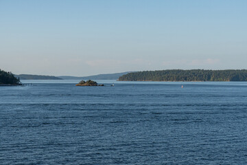 Panorama of the Strait of Georgia on a overcast cloudy summer day