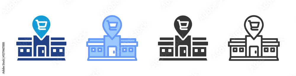 Poster market place icon set multiple style collection