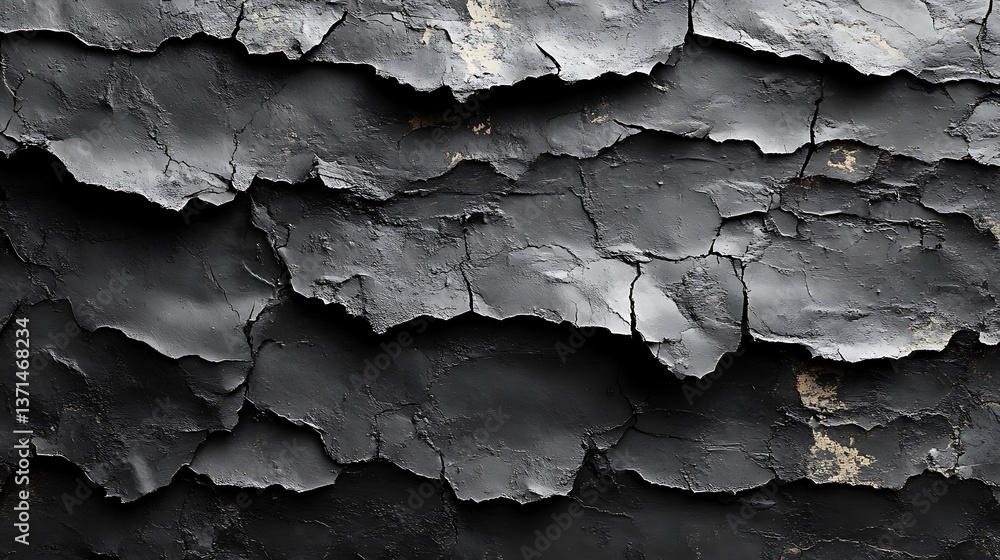 Aufkleber dramatic dark paint texture: abstract layered flaking surface with intense contrast and depth for ar