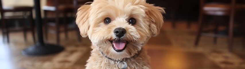 Happy Dog in a Restaurant