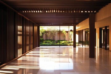 Modern Minimalist Interior with Natural Light and Garden View