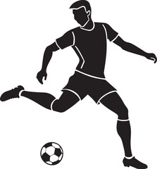 Naklejka premium football player silhouette creative illustration vector, soccer player silhouette vector black and white