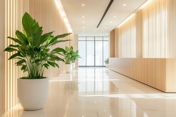 Fototapeta premium Modern Office Interior with Bright Lighting and Elegant Decor