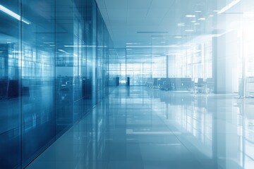 Modern Office Interior with Glass Walls and Bright Lighting