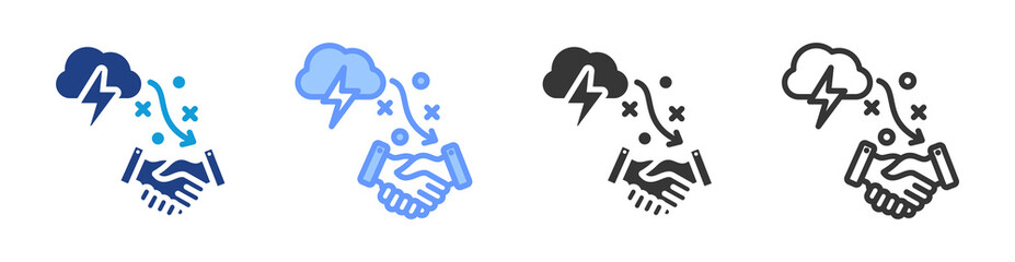 Conflict Resolution Strategy icon set multiple style collection