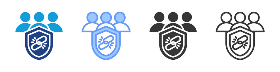 Team Bonding icon set multiple style collection