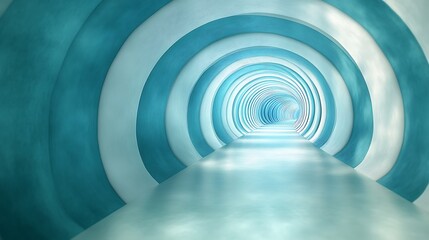 Obraz premium A futuristic tunnel of concentric rings receding towards a light