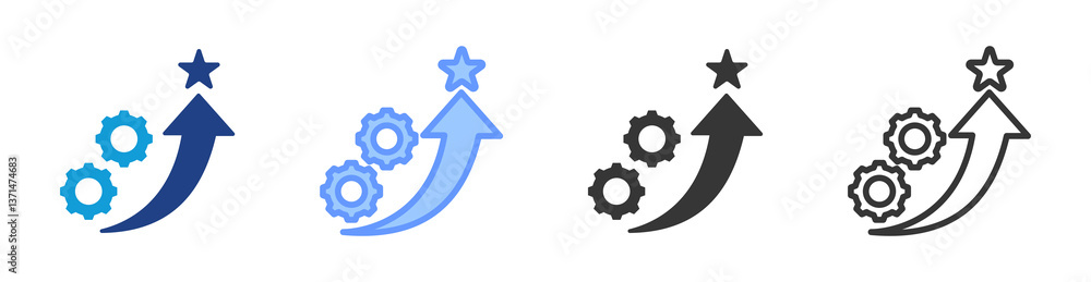 Aufkleber performance improvement icon set multiple style collection