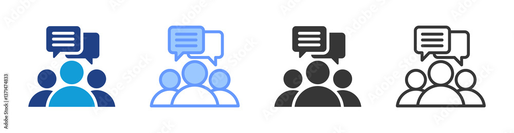 Poster communication icon set multiple style collection