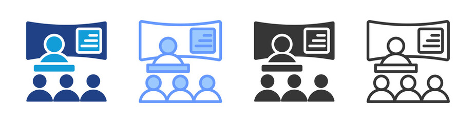 Seminar icon set multiple style collection