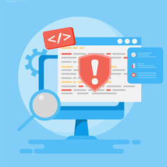 Bug Testing Concept and TJ process with error detection. Coding Debugging with AI. Code automation testing. Software development, control and debugging. EPS 4