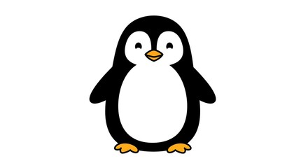 Naklejka premium Cartoon Penguin Illustration Standing on White Background Simple and Cute
