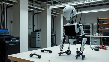 White Robotic Device In A Modern Laboratory
