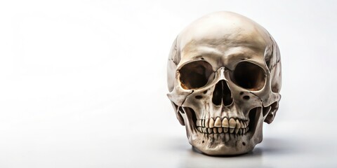 Obraz premium Drone Photography Skull Skeleton Aerial View, High Resolution, Detailed Anatomy, 3D Render, Scientific Illustration, Medical Image, Forensic Anthropology