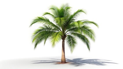 Fototapeta premium Double Exposure Palm Tree, Surreal Photography, Minimalist Palm, Shadow Art, Artistic Palm Tree Image, White Background, Single Palm, Tropical Plant