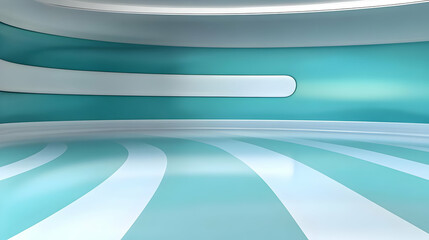 Abstract 3D Rendered Blue and White Studio Background with Curves