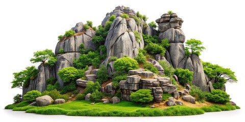 Fashion Photography Rocky Outcrop: Lush Green Mountain Park Editorial Shoot