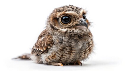 Naklejka premium Feline Owlet-Nightjar: Nocturnal Bird, Wildlife Photography, Rule of Thirds Composition, Dark Avian Beauty