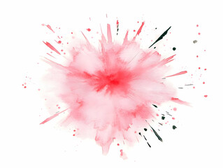 Abstract Watercolor Explosion With Red And Pink Colors On White