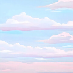 Digital Illustration Of Pastel Clouds And Sky In Soft Colors Background
