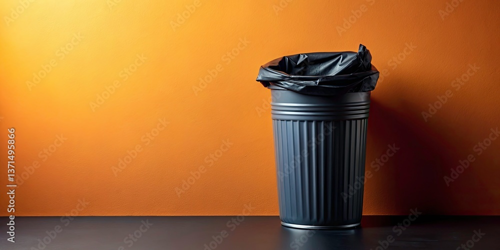 Poster minimalist silhouette photography of trash can liner on solid color backdrop - clean lines and luxur