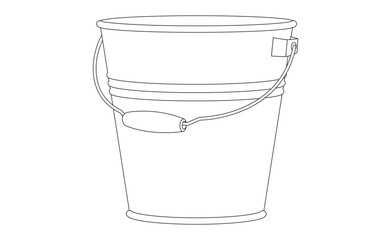 Bucket. Vector illustration isolated on white. Black line. Coloring page.