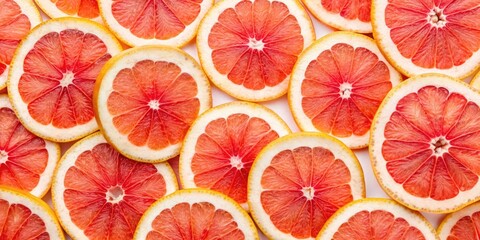Juicy Grapefruit Segments, Closeup Citrus Fruit Photography, Vibrant Pink Red  Slices Background