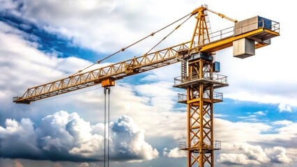 High-Rise Construction Crane, Sky, Building, Construction Site, Crane Silhouette, Cityscape, Industrial, Machinery, Urban Development, Tower Crane Photography