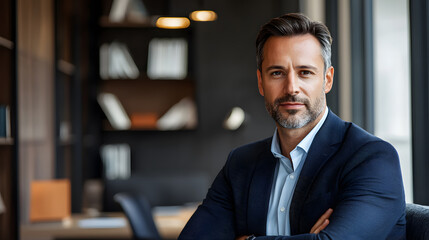 Fototapeta premium Modern business executive portrait in office professional environment corporate setting inspirational leadership
