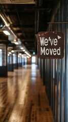 Office hallway sign, moved location