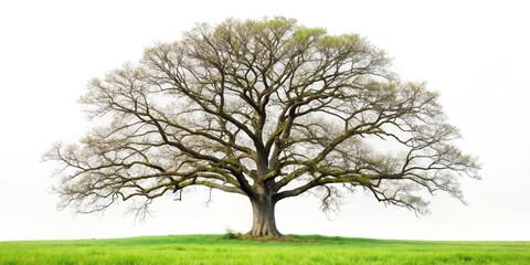 Fototapeta premium Lonely Oak: Urban Exploration Photography - Decaying Tree in Field - Abandoned Landscape