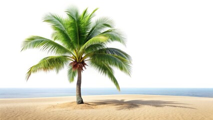 Fototapeta premium Vintage Palm Tree Beach Photography: Sun-Kissed Shores, Retro Sunset, Tropical Paradise