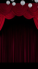 Illustration Of Rich Red Theater Curtains with Spherical Lights