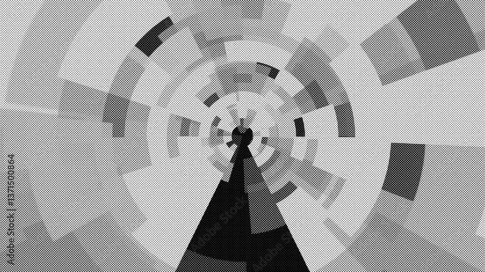 Poster geometric shapes in circular from animation with light half tone effect